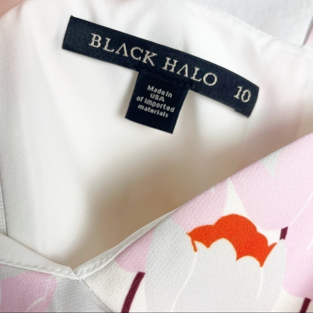 Black Halo Zalda Ruffle Floral Ruffle Mini Dress Cream Pink Size 10 Sleeveless - Picture 7 of 8